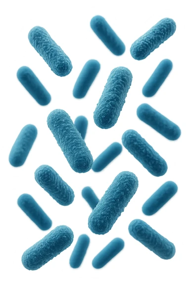 batteri intestinali blu fluttuano in aria, iperrealistici 4k sticker