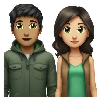 boy with brown eyes and black hair kissed girl with brown hair and green eyes  sticker