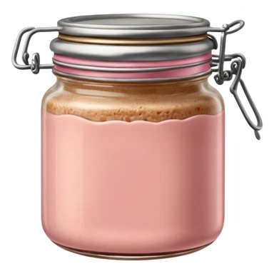 small glass jar of coarse beige-pink pâté with metal lid, visible texture, no label or extras, soft lighting, subtle shadows, transparent background, emoji scale sticker
