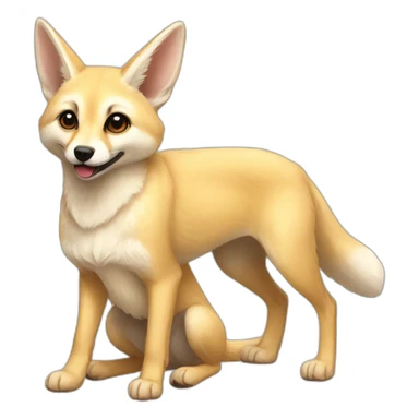 A fennec and a labrador playing sticker