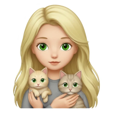Blonde green eyed girl with long hair holding cat sticker