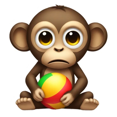 Sad and crying monkey with beach ball sticker