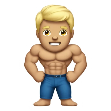A blonde boy with huge muscles sticker