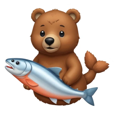 IKEA棕熊抱著一隻鮭魚 sticker