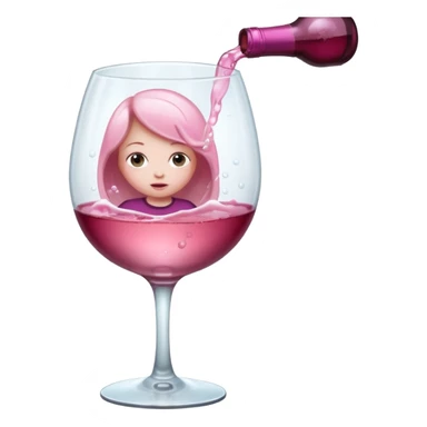 Little person stuck inside a huge glass of pink wine sticker