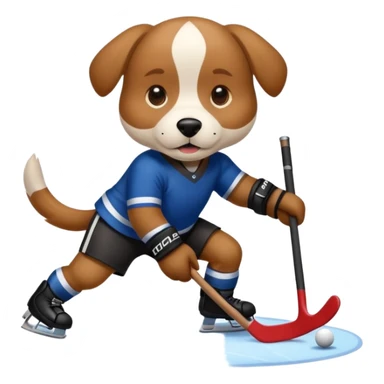 Dog playing hockey ￼ sticker