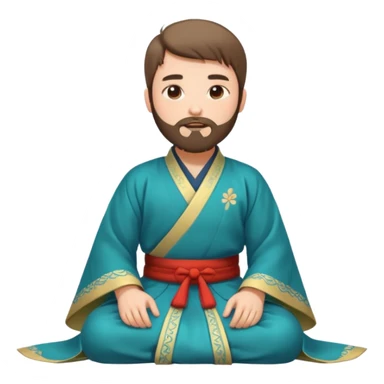 Beautiful man with beard in Hanfu sitting on the ground sticker