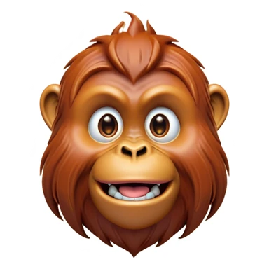 Cinematic Comical Orangutan Portrait Emoji, Head tilted dramatically with an exaggeratedly shocked expression, featuring a robust, animated face with wide, comically expressive eyes full of humorous disbelief, Simplified yet hilariously expressive features, highly detailed, glowing with a slightly sassy glow, high shine, dramatic yet playful, stylized with an air of quirky jungle attitude, soft glowing outline, capturing the essence of a meme-worthy orangutan that looks ready to side-eye its way into viral fame! sticker
