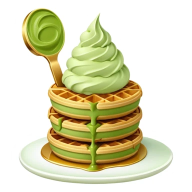 matcha ice cream on a stack of waffles sticker