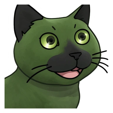 Black cat with green eyes rolling its eyes sticker