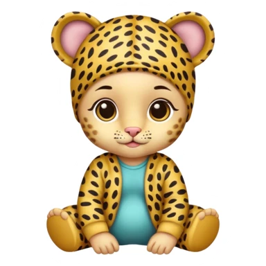 baby with leopard patterned clothes sticker