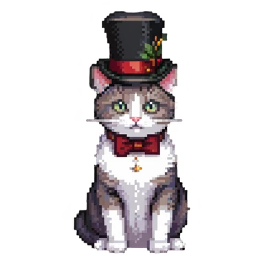 cat with a tophat sticker