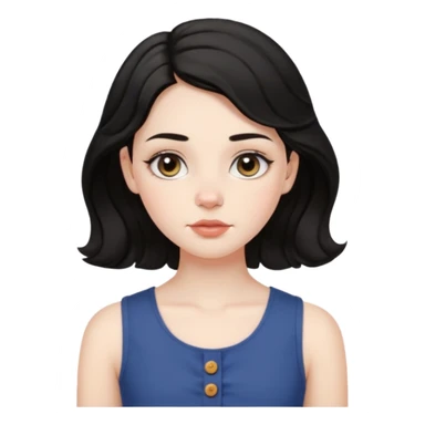 aesthetic girl , pale skin, doe eyes, button nose, soft arched brows,round face,full lips,medium wavy black hair , wears sleeve less,no makeup. please kindly genarate this avatar sticker
