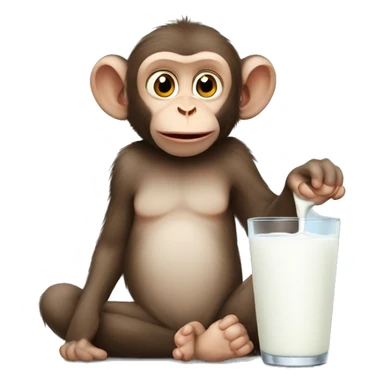 macaque and kitten drink milk sticker