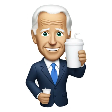 joe biden holding a white foam cup sticker