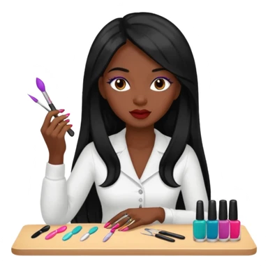 black woman nail artist long haired sticker