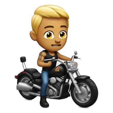 Cute man on motor bike with tattoos and muscles  sticker