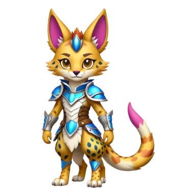 Cute Kawaii Epic Colorful Sergal-Serval-Vernid full body sticker