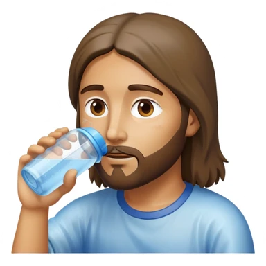 Jesus drinking from a plastic water bottle sticker