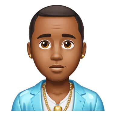 Diddy in a party outfit with baby oil sticker