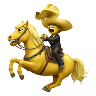 A banana riding a horse crying gold sticker