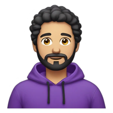 Italian man wirh Black hair and beard with purple hoodie  sticker