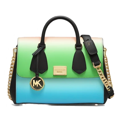 Realistic light green, light blue ,peach color ombre and black michael kors satchel purse. sticker