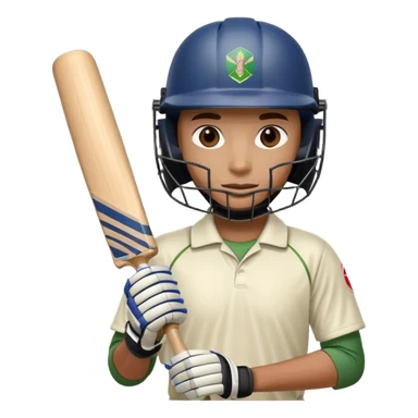 cricket player holding bat wearing helmet gloves and pads sticker