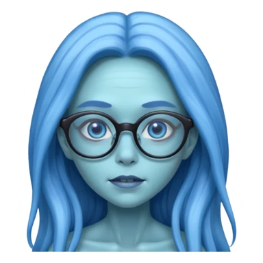 long-haired female alien with glasses, blue skin sticker