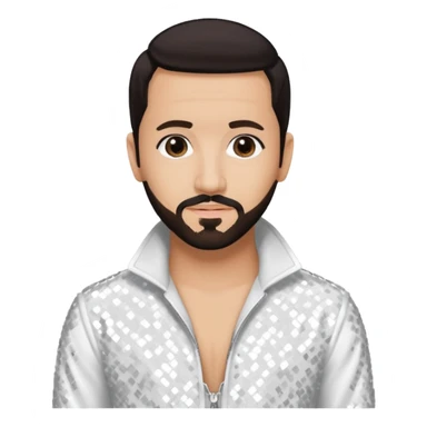 AJ McLean from Backstreet Boys with dark brown hair, white sequin outfit sticker