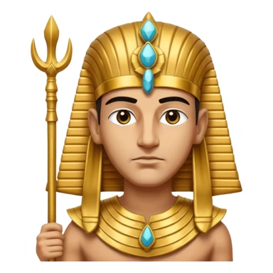 A regal pharaoh with golden headdress, calm stern eyes, and holding a crook and flail with authority.
 sticker