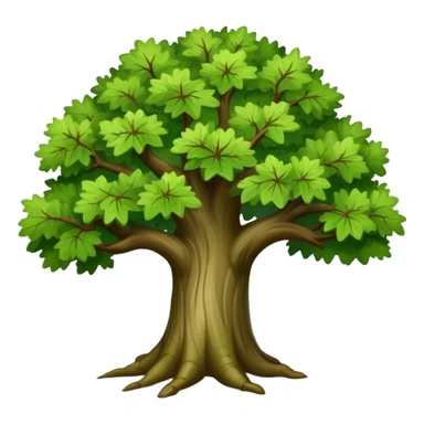 green oak tree with leafy branches sticker