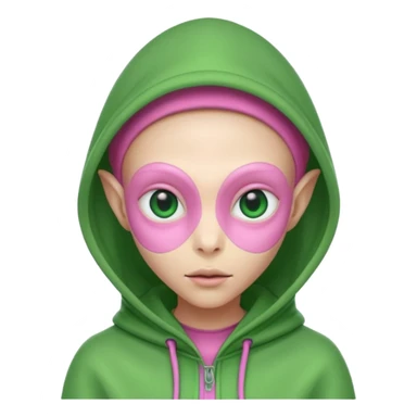 Hooded Pink Alien – Pink alien wearing a green hood.






 sticker