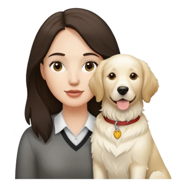 English cream retriever and a White woman with dark brown hair sticker