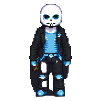 Sans in the style of pixel art sticker