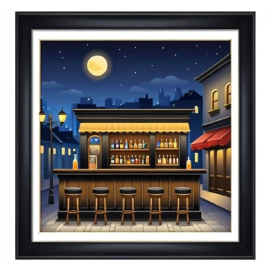 a bar in night street  sticker