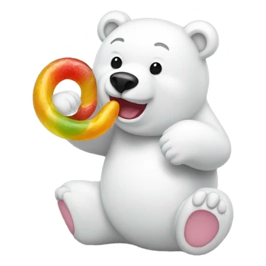 white bear eats gummy worms sticker
