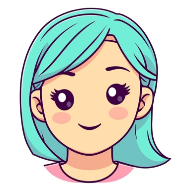 cute girl face in pastel colors, cartoonish sticker
