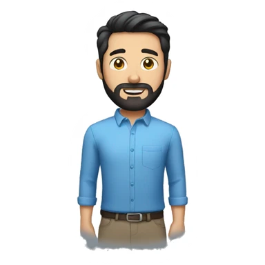 full Man with short black hair and circle beard wearing a blue shirt  sticker