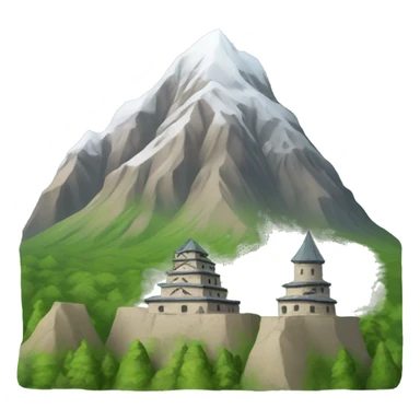 Caucasian mountain with traditional ingush towers. sticker