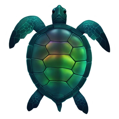 Dark iridescent sea turtle glowing with a bow sticker