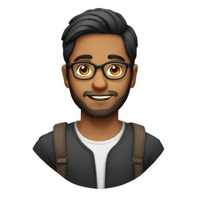 Indian boy in his 20's with specs and combed back hai and beard sticker