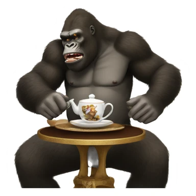 king kong having tea sticker