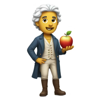 newton holding an apple sticker