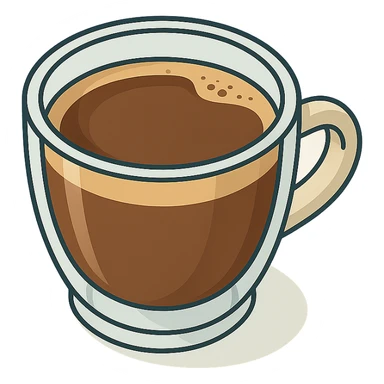 coffee in a double-walled cup, isometric view, 2D isometric style, detailed drawing, detailed shadows and highlights, clean contours, soft lighting, transparent background sticker