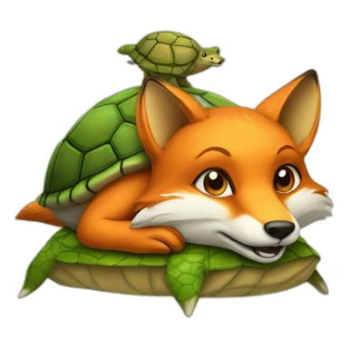 fox on a turtle sticker