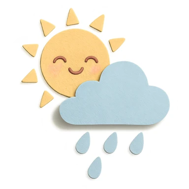 soft pastel kawaii sun, rain, and cloud weather icons together sticker