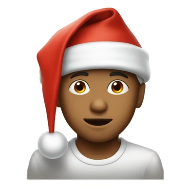 realistic portrait of a boy wearing Santa hat sticker