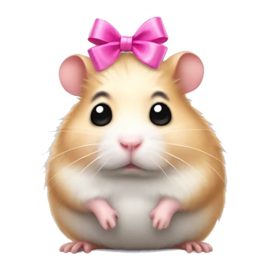Depressed hamster with one tear and a pink bow on head  sticker