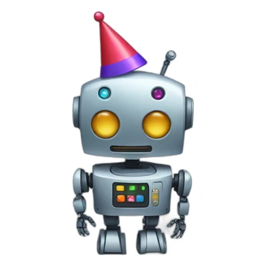 robot with partyhat sticker